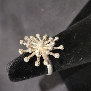 Starburst Sterling Silver Ring Sz 6